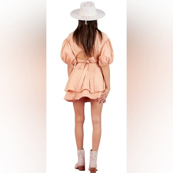 CLEARANCE! NWT Lucca Whitney Puff Sleeve Cutout Rodeo Dress, Coral, Size X-Small - Picture 2 of 13